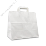 Witte papieren draagtassen 22x11x27 cm, set van 250 stuks, productafbeelding op horeca-verpakkingspagina.